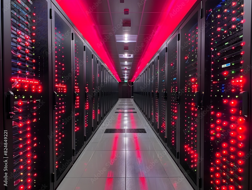 Obraz premium Advanced Server Infrastructure A HighTech Haven of Data and Connectivity