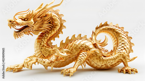 Chinese golden dragon isolated on white background. Golden traditional chinese dragon isolated on white background 