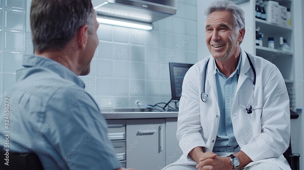 Doctor speaking to patient in the hospital, consulting with doctor with happy and content looking face. medic healthcare concept Doctor speaking to patient in the hospital, consulting with doctor with happy and content looking face. medic healthcare concept