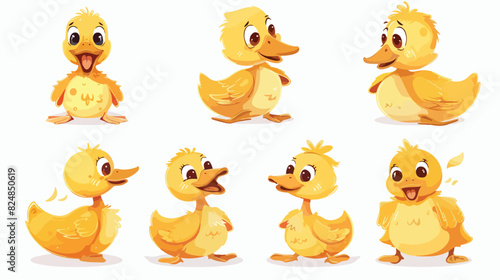 Duckling characters. Beautiful ducks newborn cartoon