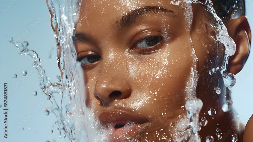 Fresh-Faced Woman Rinsing Off Facial Cleanser for Glowing,Rejuvenated Skin Fresh-Faced Woman Rinsing Off Facial Cleanser for Glowing,Rejuvenated Skin