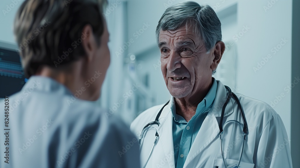 Doctor speaking to patient in the hospital, consulting with doctor with happy and content looking face. medic healthcare concept Doctor speaking to patient in the hospital, consulting with doctor with happy and content looking face. medic healthcare concept