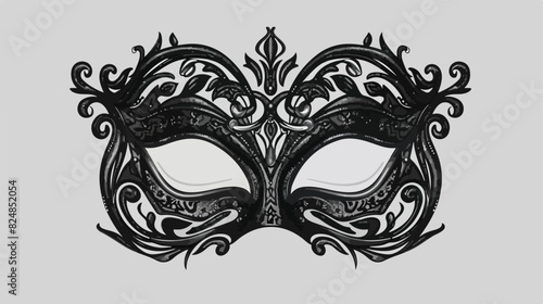 Elegant carnival mask. Black ornate lace masquerade m