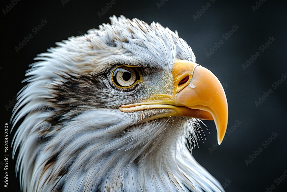 A portrait of an eagle is put on black background