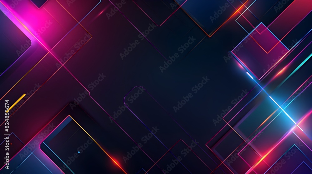 Captivating Neon Geometric Abstraction with Vibrant Color Interplay Captivating Neon Geometric Abstraction with Vibrant Color Interplay