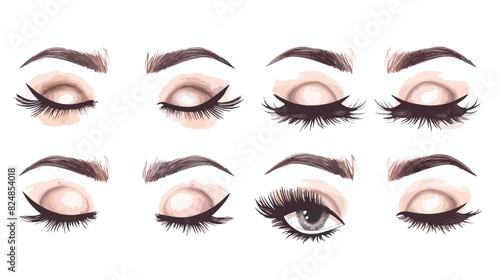 Eyelashes logo vector set isolated on white background