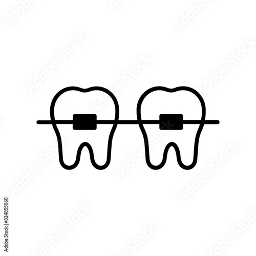 Braces tooth icon. black fill icon