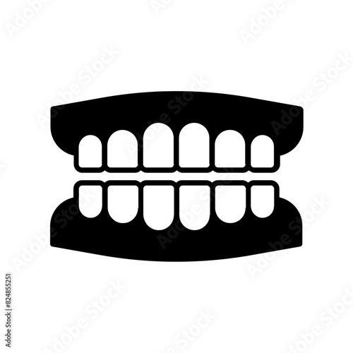 Denture icon. black fill icon