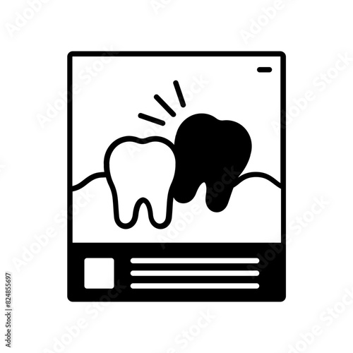 X-ray tooth icon. black fill icon