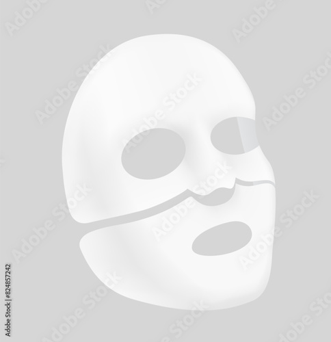Facial upper lower cosmetic mask mockup. Vector illustration isolated on grey background. Can be use for template your design, presentation, promo, ad. EPS10.