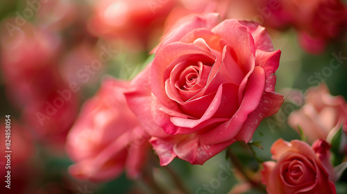 Beautiful blooming pink rose bush. Vibrant pink rose in full bloom  captured in a beautiful garden setting. Perfect for nature and floral-themed projects.