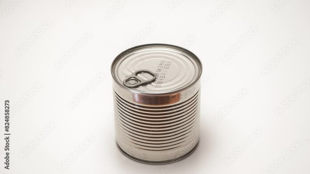 Canning jar opening. Food canning concept. Open tin can. Canned green pea Canning jar opening. Food canning concept. Open tin can. Canned green pea