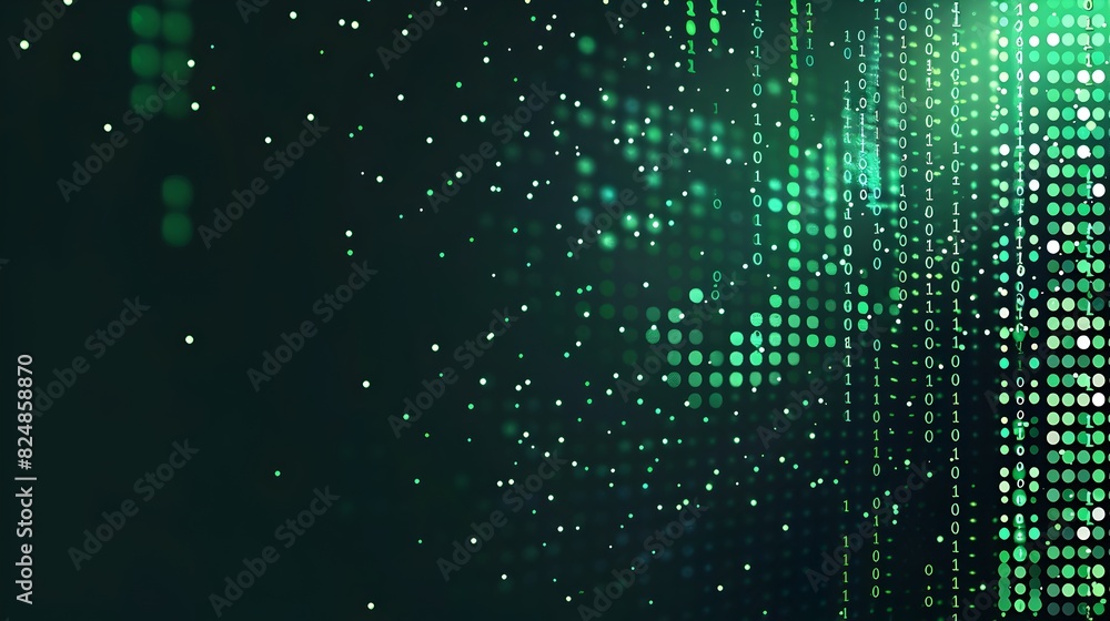 Cascading Digital Binary Code in Futuristic Green Matrix Style Background