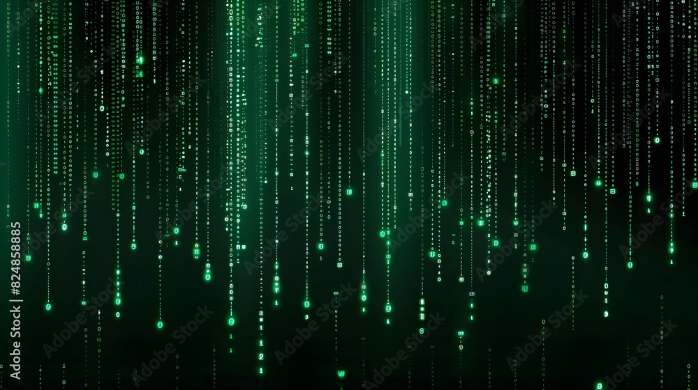 Cascading Digital Binary Codes in Futuristic Green and Black Matrix Style Background Cascading Digital Binary Codes in Futuristic Green and Black Matrix Style Background