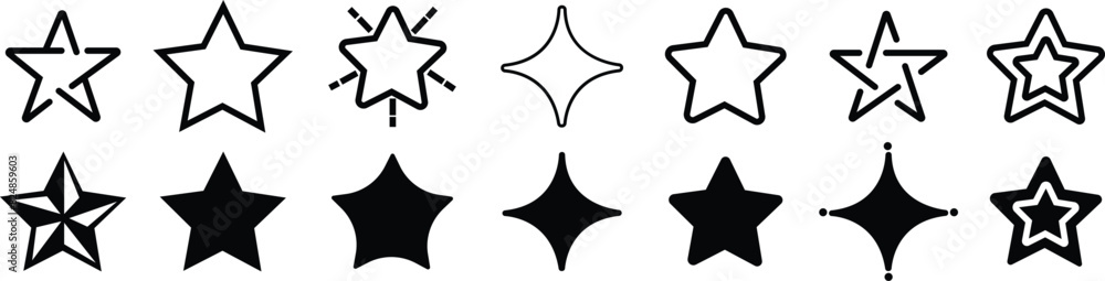 Set of Black Stars Icons. Modern geometric elements. Minimalist silhouette stars with editable stock. shining stars Icons, abstract sparkle silhouettes symbols Collection on transparent background. Set of Black Stars Icons. Modern geometric elements. Minimalist silhouette stars with editable stock. shining stars Icons, abstract sparkle silhouettes symbols Collection on transparent background.