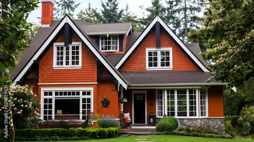Craft man house exterior painted in burnt orange with white trims