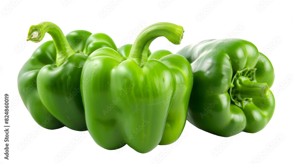 A collection of green peppers aligned next to each other in a row A collection of green peppers aligned next to each other in a row