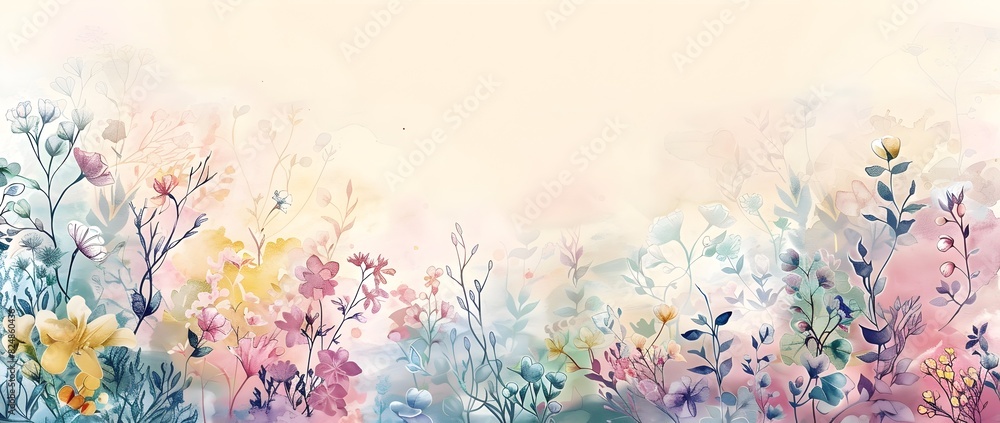 Whimsical Floral Border Design with Blank Central Area for Versatile Background Usage