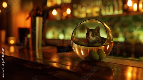 Sophisticated Feline Indulgence A D Rendered Martini Bar Olive Experience photo