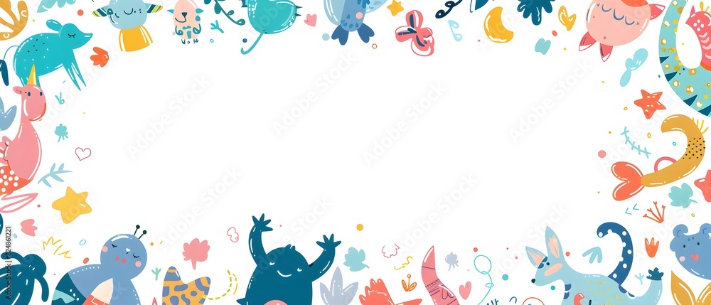 Whimsical Doodle Border Design for Employee Appreciation Day with Blank Space for Customized Message Whimsical Doodle Border Design for Employee Appreciation Day with Blank Space for Customized Message