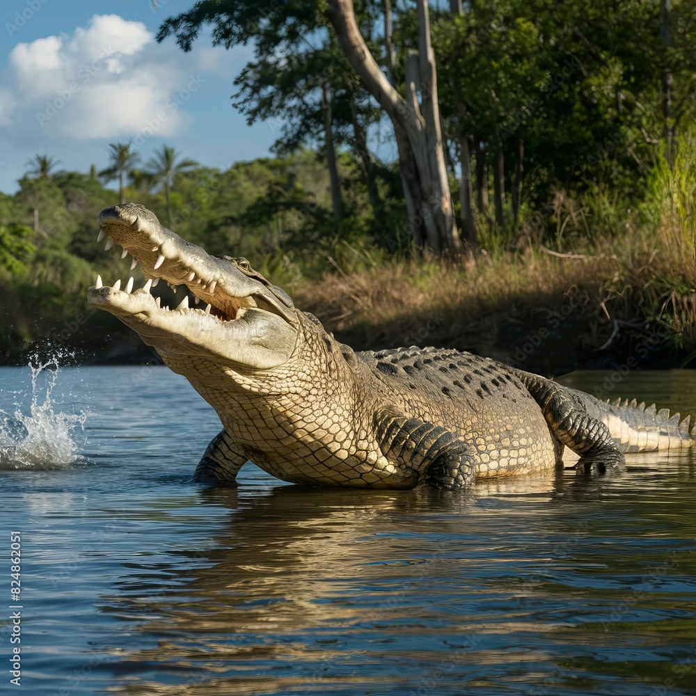 Fototapeta premium alligator in the swamp