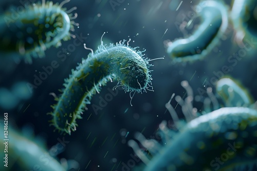 3D illustration depicting the background of typhoid bacteria. photo