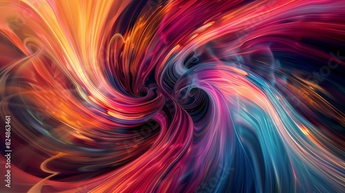 Colorful swirls blending harmoniously to create a dynamic and energetic abstract background © Maher