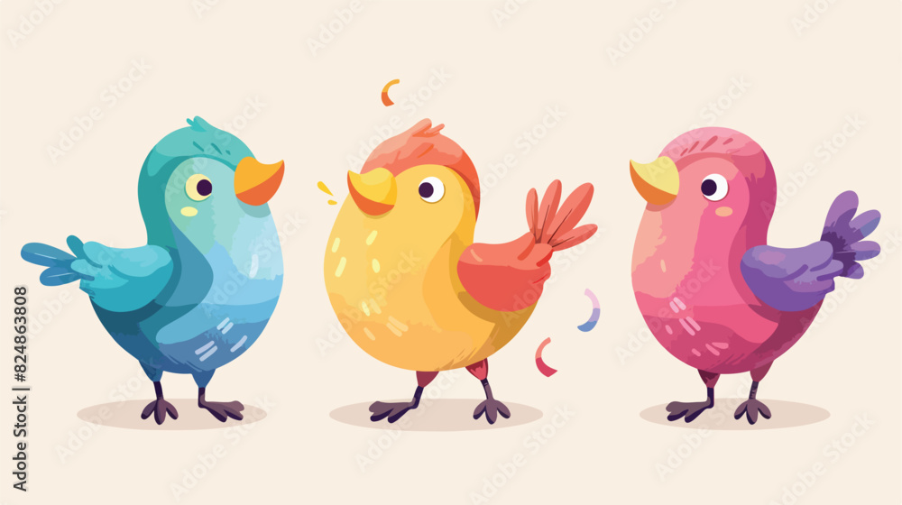 Funny bird character. Cute standing colorful animal 