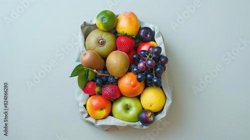 Assortment of fresh fruits in a basket  healthy eating concept.