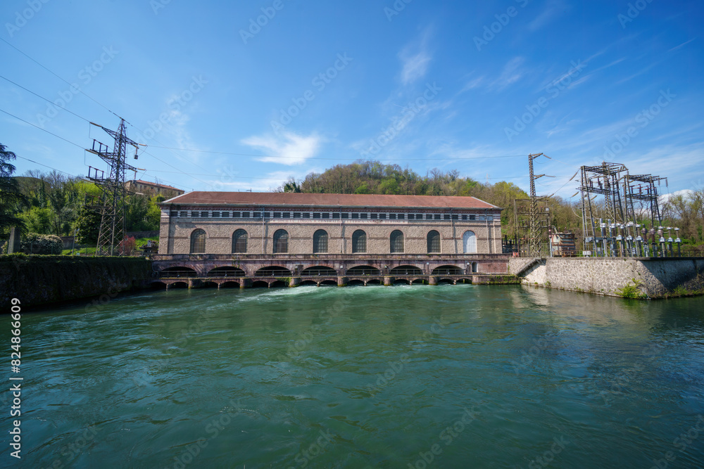 Fototapeta premium Hydroelectric power plant Bertini along the Adda river, Italy