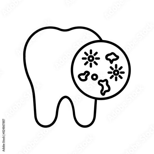 bacteria in tooth icon. outline icon