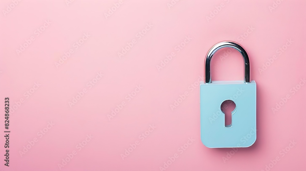 Blue padlock on pink background, security concept Blue padlock on pink background, security concept