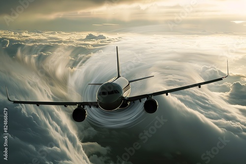 Commercial Jet Soaring Through Turbulent Atmospheric Conditions photo