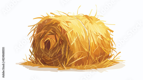 Golden straw bale. Hay roll cartoon icon Cartoon vector