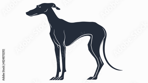 Greyhound silhouette. English big happy dog vector ic
