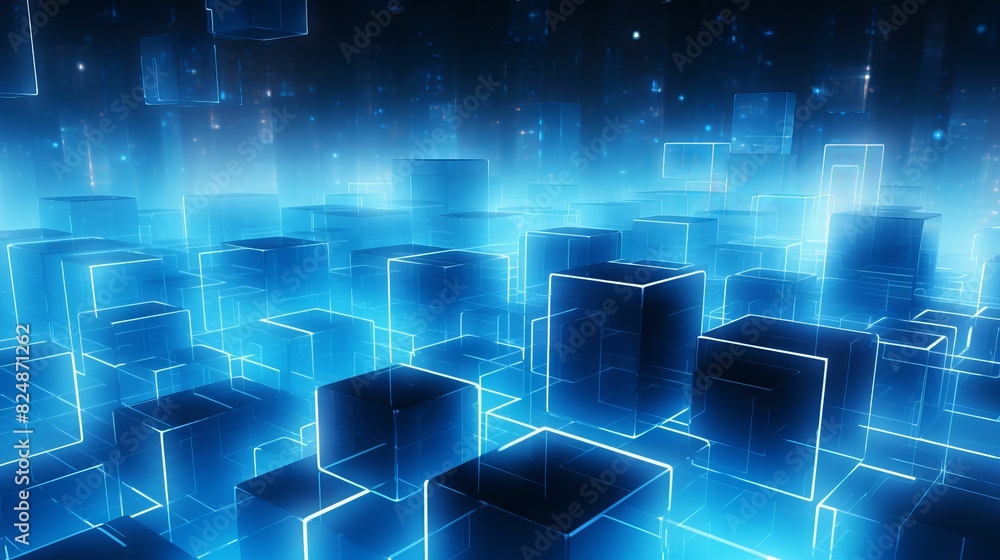 Abstract blue geometric shape background: futuristic technology concept.
Abstract blue geometric shape background: futuristic technology concept.