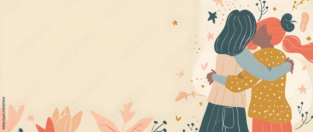 Loving Embrace of Friends Decorative Border for Friendship Day Loving Embrace of Friends Decorative Border for Friendship Day