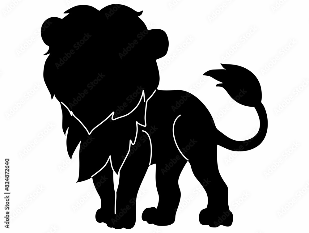Fototapeta premium lion silhouette vector isolated on white background, logo icon