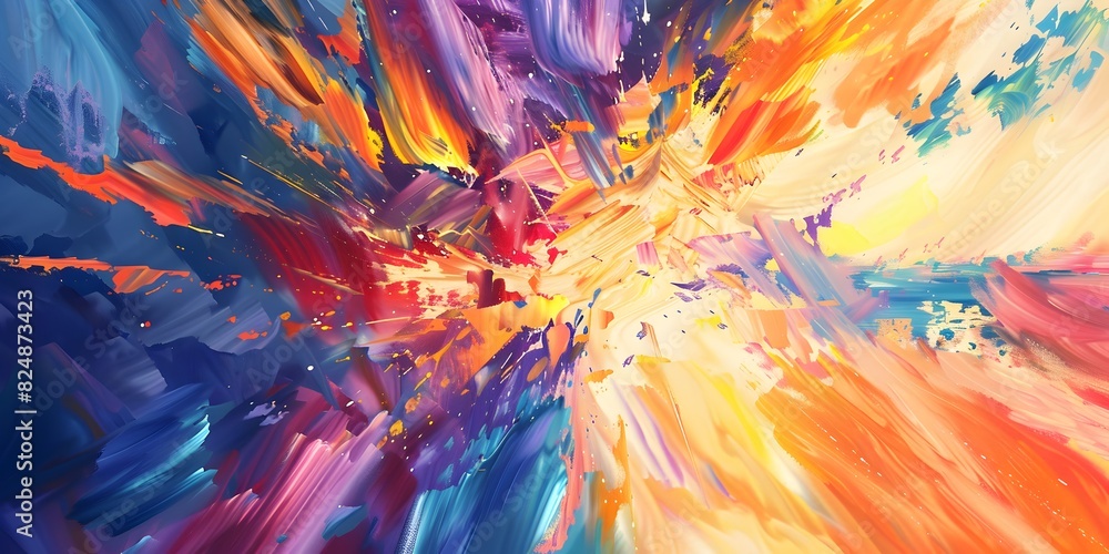 Abstract painting of an explosion, brush strokes, colorful
Abstract painting of an explosion, brush strokes, colorful