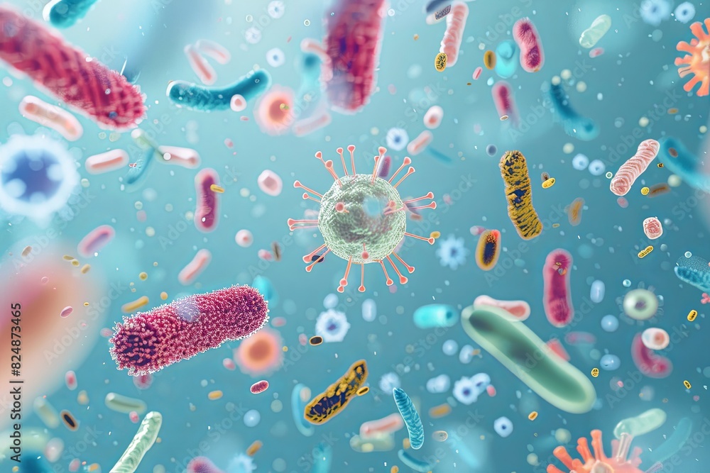 Probiotics, bacteria on white background. Bacteria and microorganisms. Microscopic probiotics, bacterial flora. Bacteria, Bacterial colony, Microbes, Salmonella Bacteria Probiotics, bacteria on white background. Bacteria and microorganisms. Microscopic probiotics, bacterial flora. Bacteria, Bacterial colony, Microbes, Salmonella Bacteria