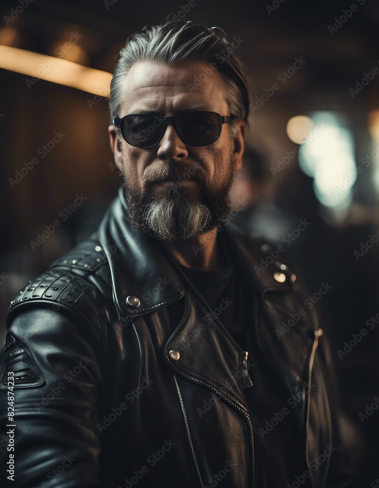 portrait of an American grown man in a biker outfit
portrait of an American grown man in a biker outfit