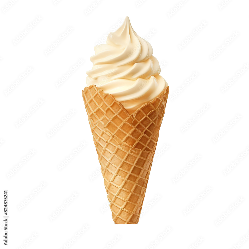 Vani ice cream on waffle cone isolated on transparent or white background Vani ice cream on waffle cone isolated on transparent or white background