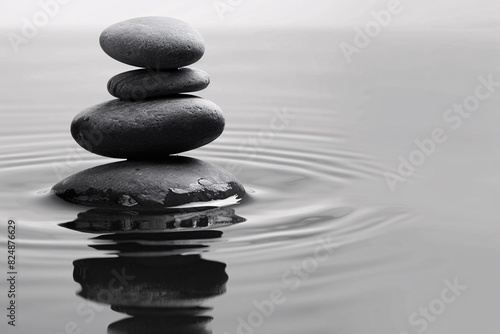 a stack of rocks in water