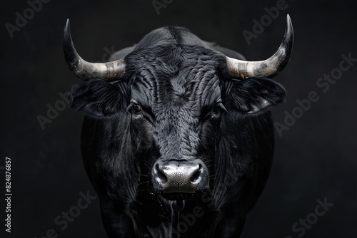 a black bull with horns