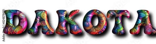 Dakota - multicolor  name - three-dimensional effect tubular writing - Vector graphics - Word for  presentations, greetings, banners, card, prints, cricut, silhouette, sublimation