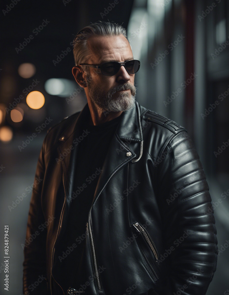 portrait of an American grown man in a biker outfit
portrait of an American grown man in a biker outfit