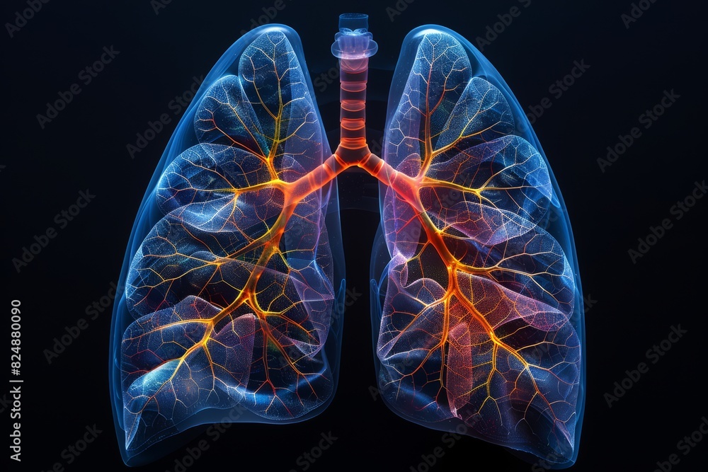Digital X-ray Art of Lungs Encapsulated in Gel: A Leaf-Like Structure. Digital X-ray Art of Lungs Encapsulated in Gel: A Leaf-Like Structure.