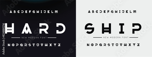 Design Modern abstract digital alphabet font. Minimal technology typography, Creative urban sport fashion futuristic font and with numbers. vector illustration.