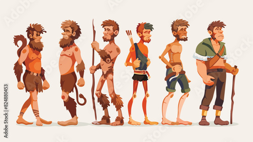 Human evolution stages. Homo sapiens progression monk photo