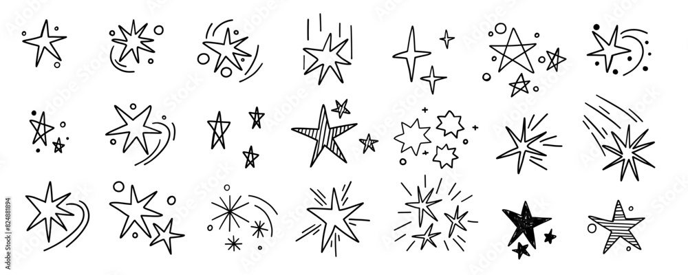 Hand drawn scribble stars doodle hand drawn sparkling monochrome comic elements collection in grunge graffiti style. Hand drawn scribble stars doodle hand drawn sparkling monochrome comic elements collection in grunge graffiti style.
